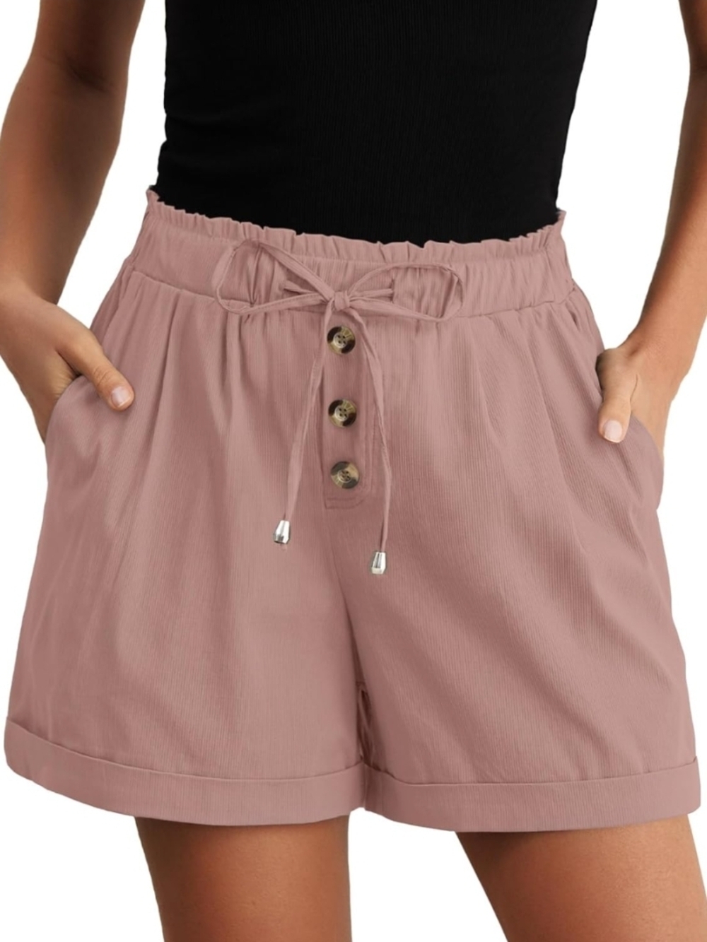 Feiersi Mauve Pink Summer Beach Shorts w/ Decorative Buttons - Size XL (EUC)